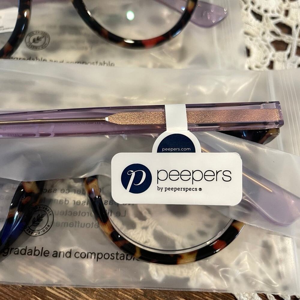 2 Peepers by peeperspec +3.25 peepfetti tortoise/purple - Picture 2 of 9
